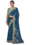 Sensationnel sari mariage bleu Sindhuja
