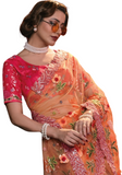 Sari designer orange Sirisha