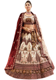 Lehenga mariée blanc cassé et bordeaux Soundarya - 2 voiles