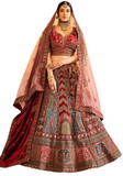 Lehenga mariée Bordeaux et bleu Sripriya - 2 voiles