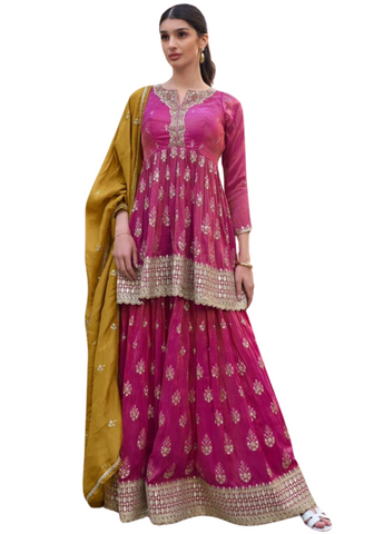 Salwar pakistanais rose Sunaina