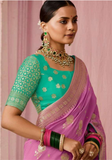 Sari soie mariage lilas Umadevi