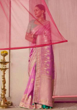 Sari soie mariage lilas Umadevi