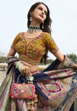 Lehenga mariée soie bleu marine Vaishali