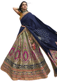 Lehenga mariée soie bleu marine Vaishali