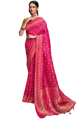 Beau sari soie rose fushcia Vindhya