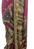 Wafiya Pink and Khaki Wedding Sari with 2 bustiers