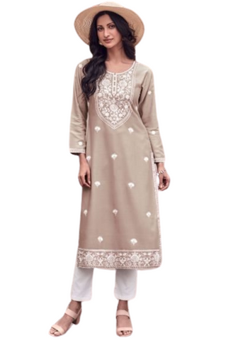 Ensemble salwar taupe Zarah - Tailles 40 et 42