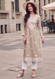 Ensemble salwar taupe Zarah - Tailles 40 et 42