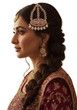 Jhoomar Sara doré avec perles bijou de tête indien