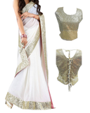 Sari prêt-à-porter mariage Ecru Nila - Taille 36/40