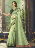 Beau sari soirée Vert Saayira - Narkis Fashion