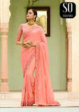 Magnifique Sari Bollywood branché Saumon Lunasha - Narkis Fashion