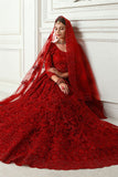 Lehenga nuptiale rouge Kaaviya - Narkis Fashion