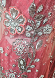 Sari prêt-à-porter brodé rose Anila