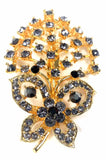 Broche Bouquet doré avec pierres - Gris, violet et Bleu - Narkis Fashion