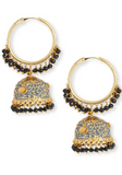 Black jhumka hoop earrings