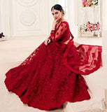 Lehenga nuptiale Rouge Keerthi - Narkis Fashion