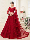 Lehenga nuptiale Rouge Keerthi - Narkis Fashion