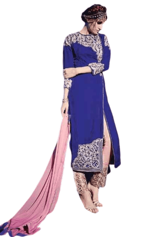 Salwar Designer orientale Bleu roi Mahirah - Narkis Fashion