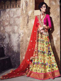 Lehenga Mariage Florale Naadiya Multicolore - Narkis Fashion