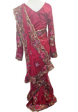 Sari prêt-à-porter rouge Naseema