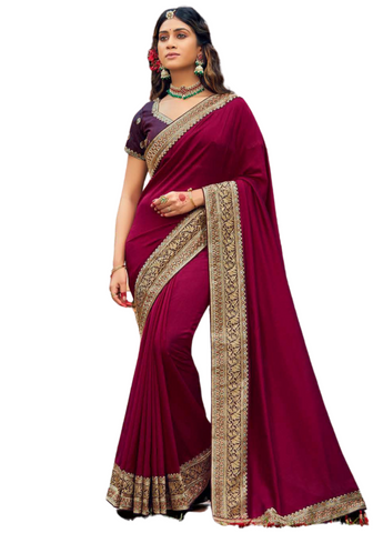 Beau sari traditionnel bordeaux Premila