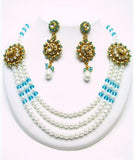 Parure Indienne Rajwadi Perle et Bleu Rasiya - Narkis Fashion