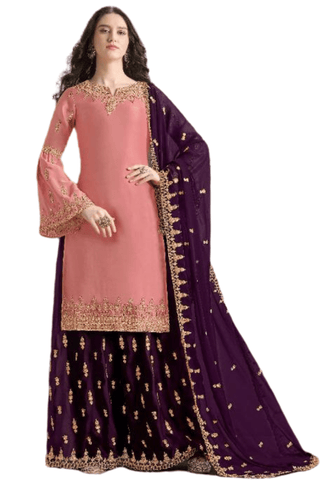 Salwar pakistanaise rose et violet Roukaya - Narkis Fashion