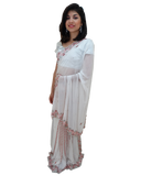 Pleets Sari Bollywood Swetha - Blanc cassé - Narkis Fashion