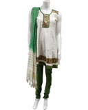 Salwar pas cher Sadhana  - Ecru et Vert olive - Taille 38 - Narkis Fashion