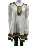 Salwar pas cher Sadhana  - Ecru et Vert olive - Taille 38 - Narkis Fashion
