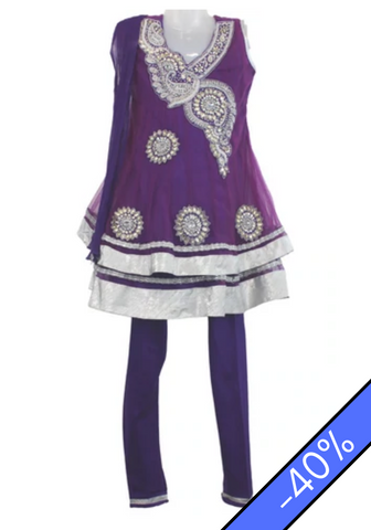 Girl's purple Swasthi set - 7 years old