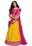 Trendy pink and yellow Sridevi lehenga