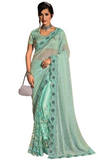 Superbe sari mariage vert d'eau Wafa