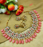 Sareega Salmon Pink Necklace and Earrings