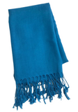 Écharpe Pashmina Bleu Turquoise unie avec franges - Narkis Fashion