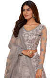 Lehenga nuptial gris clair Kaia