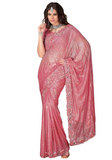 Pleets Sari Bollywood Rose argenté Latika - Narkis Fashion