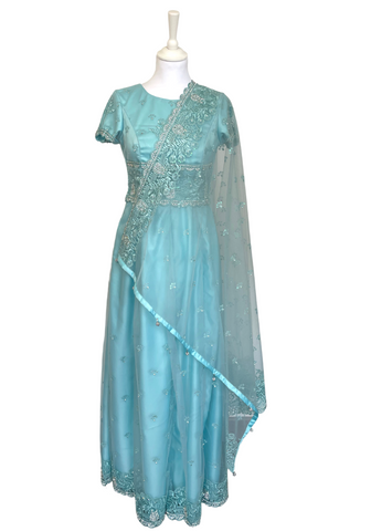 Haseena Frosted Blue Evening Dress